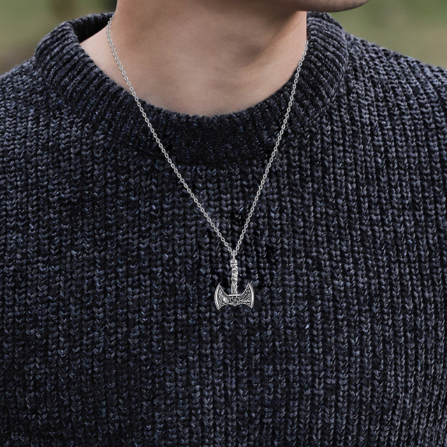 Sterling Silver Thor's Hammer Pendant Necklace-2