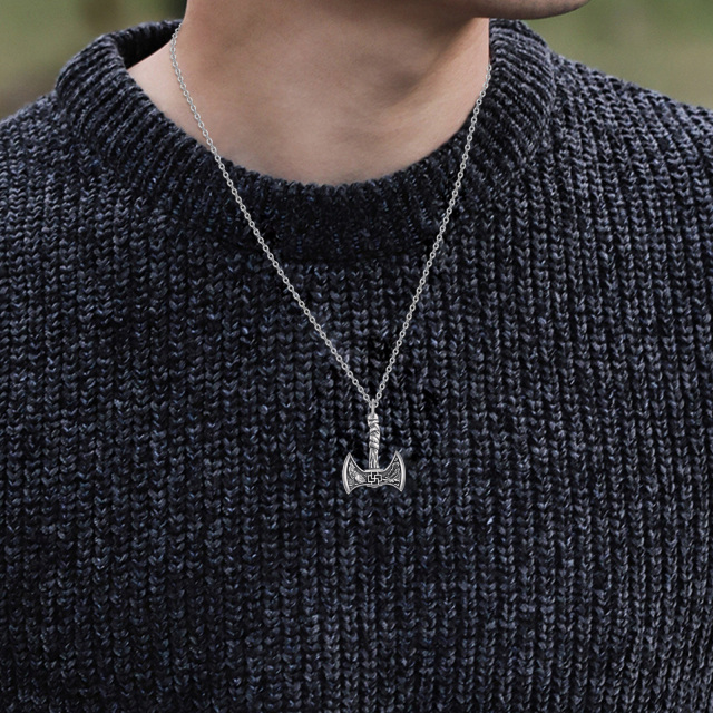 Collier en argent sterling avec pendentif marteau de Thor-1