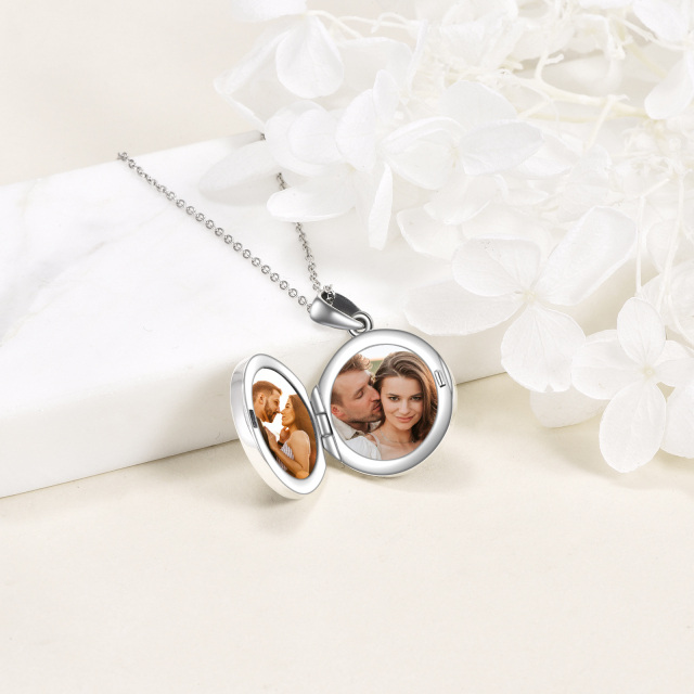 Sterling Silver Two-tone Personalized Photo Locket Necklace-3