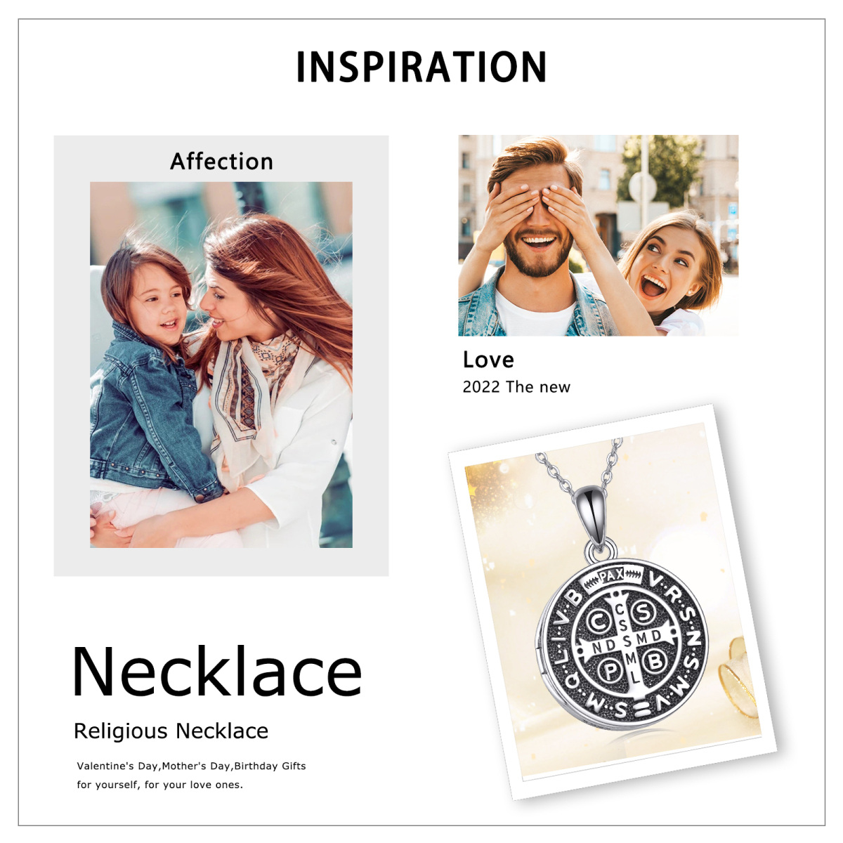 Collier en argent sterling avec pendentif photo personnalisé bicolore-6