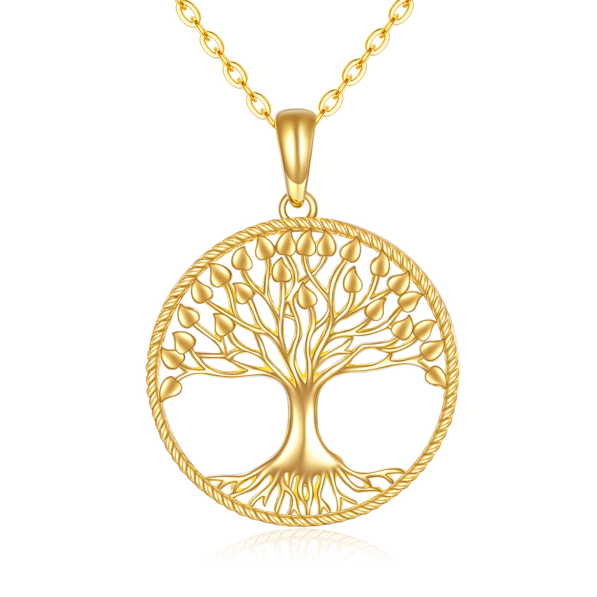 14K Gold Tree Of Life Pendant Necklace-1