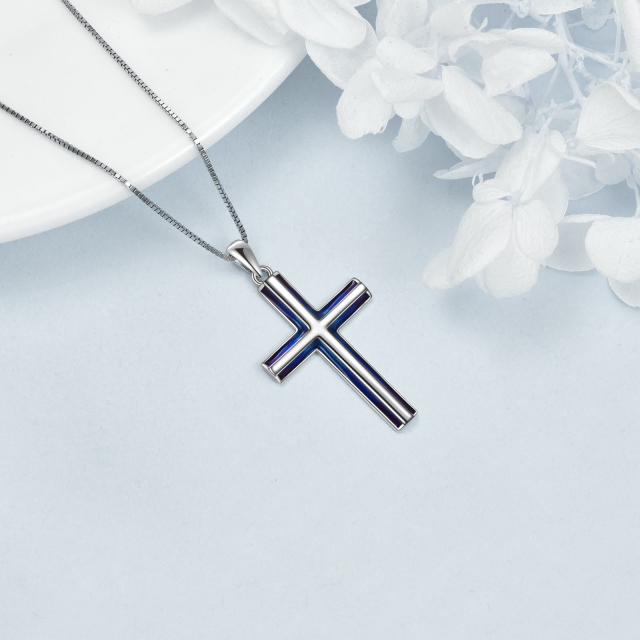 Sterling Silver Cross Pendant Necklace-3