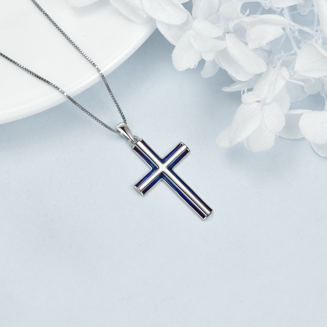 Collier pendentif croix en argent sterling-3