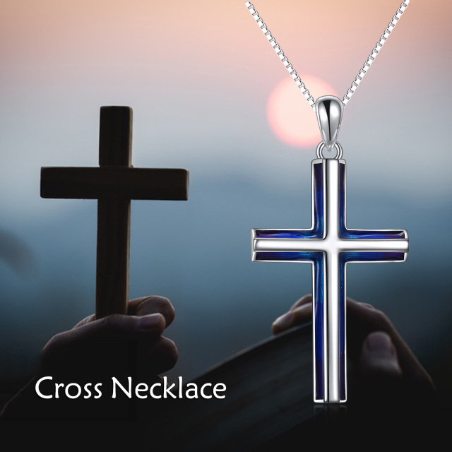 Collier pendentif croix en argent sterling-5