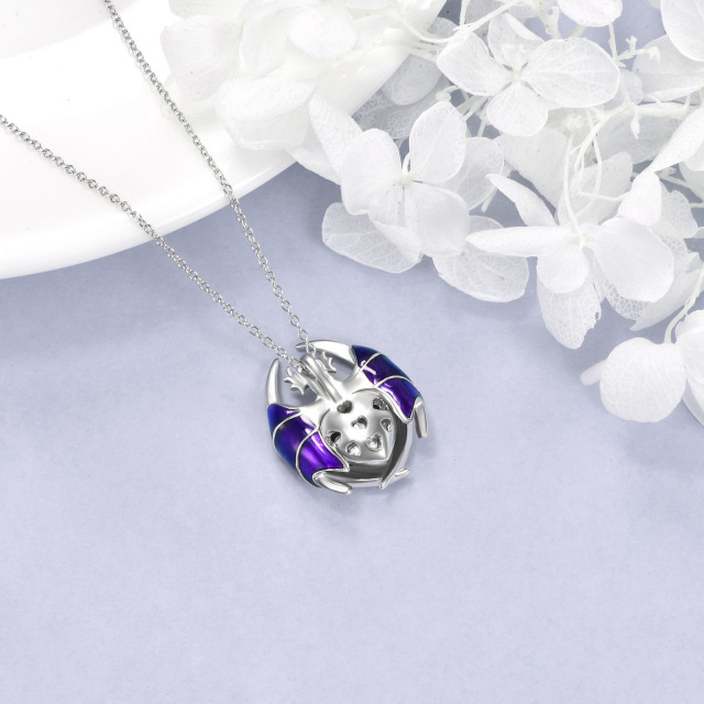 Colar de prata esterlina com pingente de coração e dragão de cristal em forma de coração-3