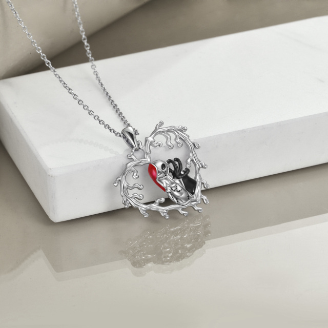 Sterling Silver Two-tone Heart Pendant Necklace-3