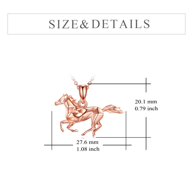 Halskette mit Pferdeanhänger aus Sterlingsilber mit Roségoldbeschichtung-5