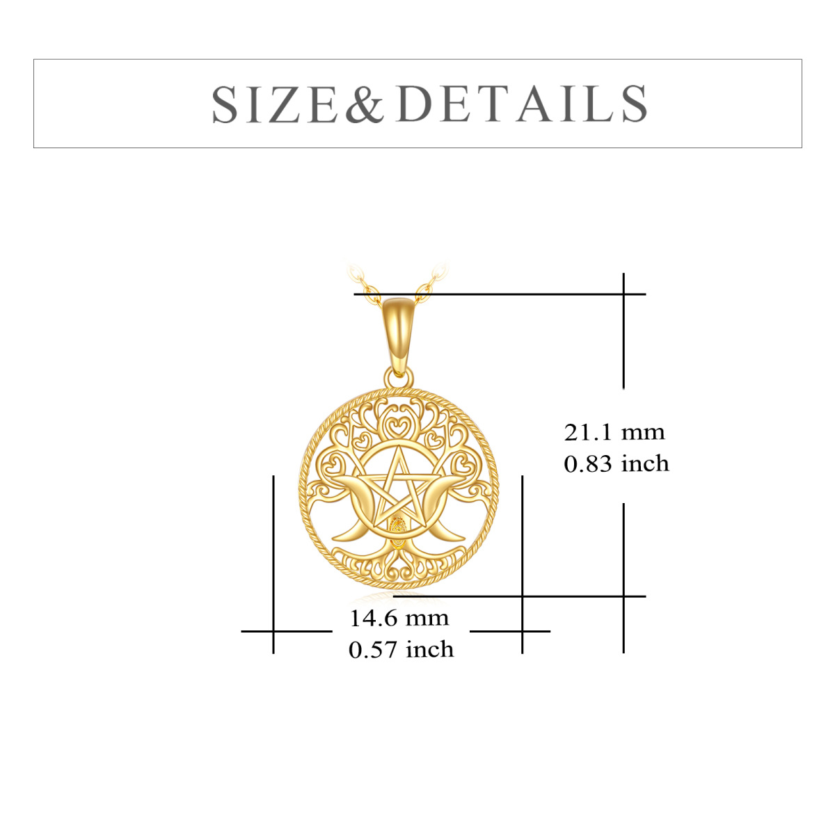 14K Gold Witches Knot Pendant Necklace-6