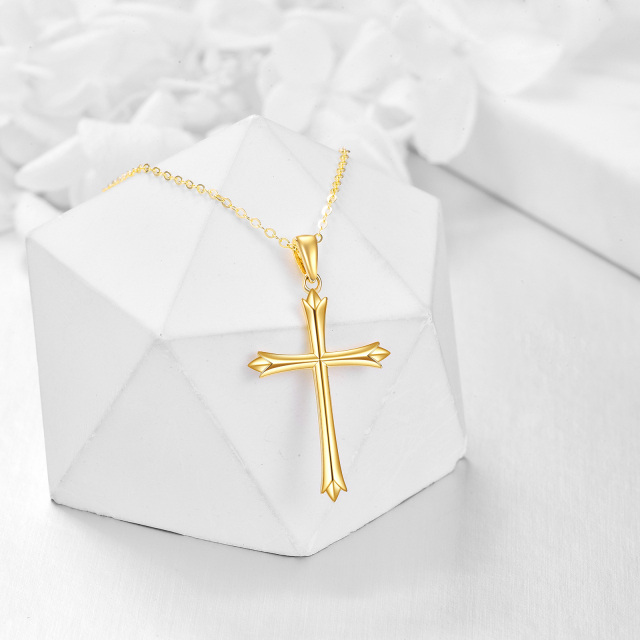 14K Gold Cross Pendant Necklace-3