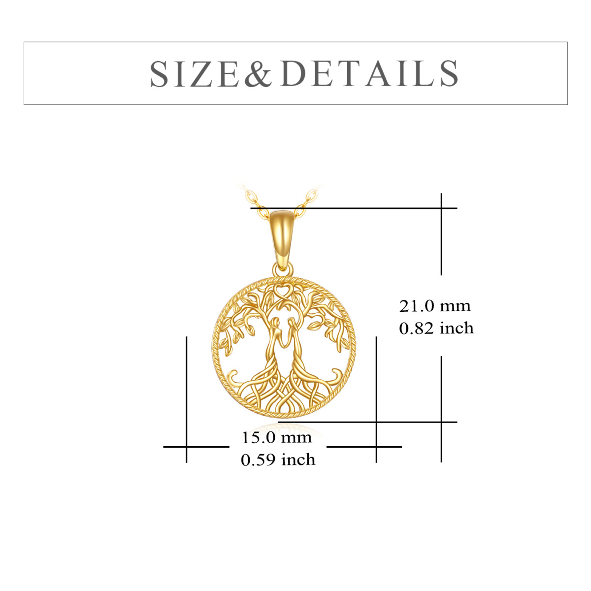 14K Gold Baum des Lebens & Schwestern Anhänger Halskette-6