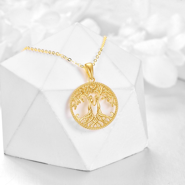 Colar com pingente de árvore da vida e irmãs em ouro 14K-2