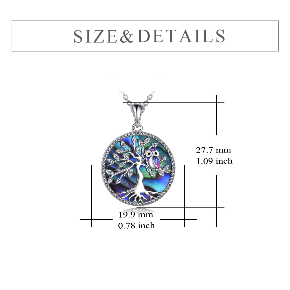 Sterling Silver Owl & Tree Of Life Pendant Necklace-7