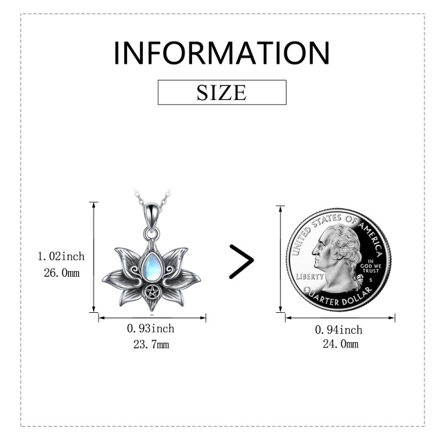Colar com pingente de prata esterlina da Deusa da Lua Lótus-4