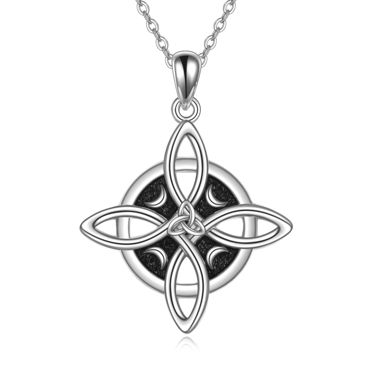 Sterling Silver Celtic Knot & Witches Knot Pendant Necklace-1