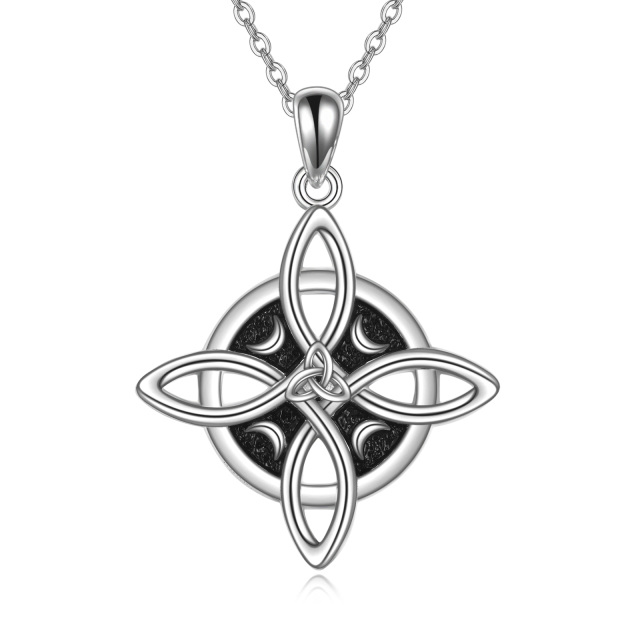 Sterling Silver Celtic Knot & Witches Knot Pendant Necklace-0