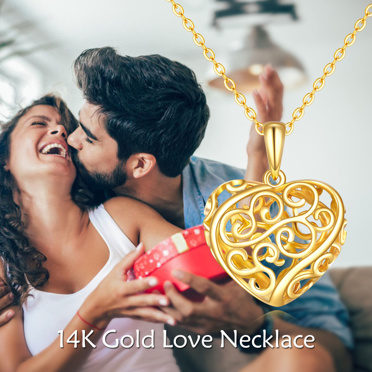 14K Gold Heart Pendant Necklace-6