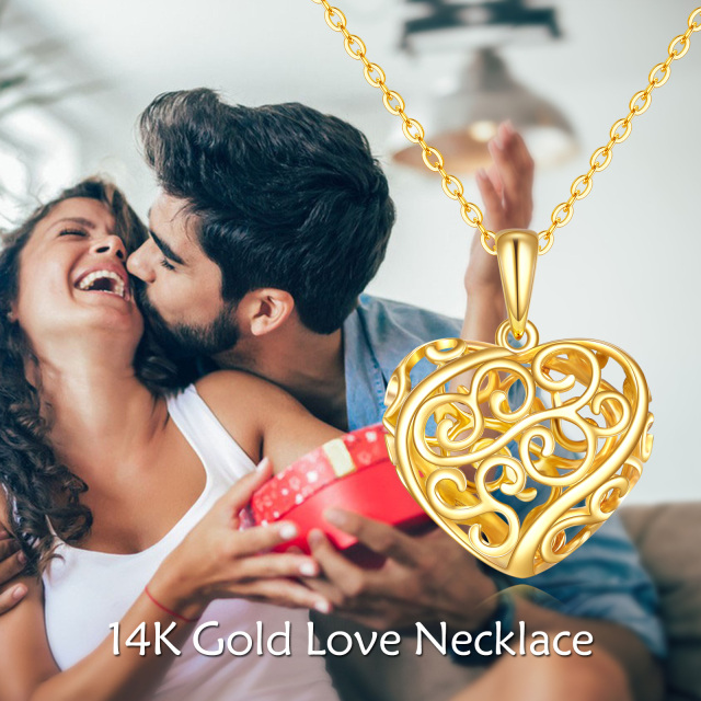 14K Gold Heart Pendant Necklace-5