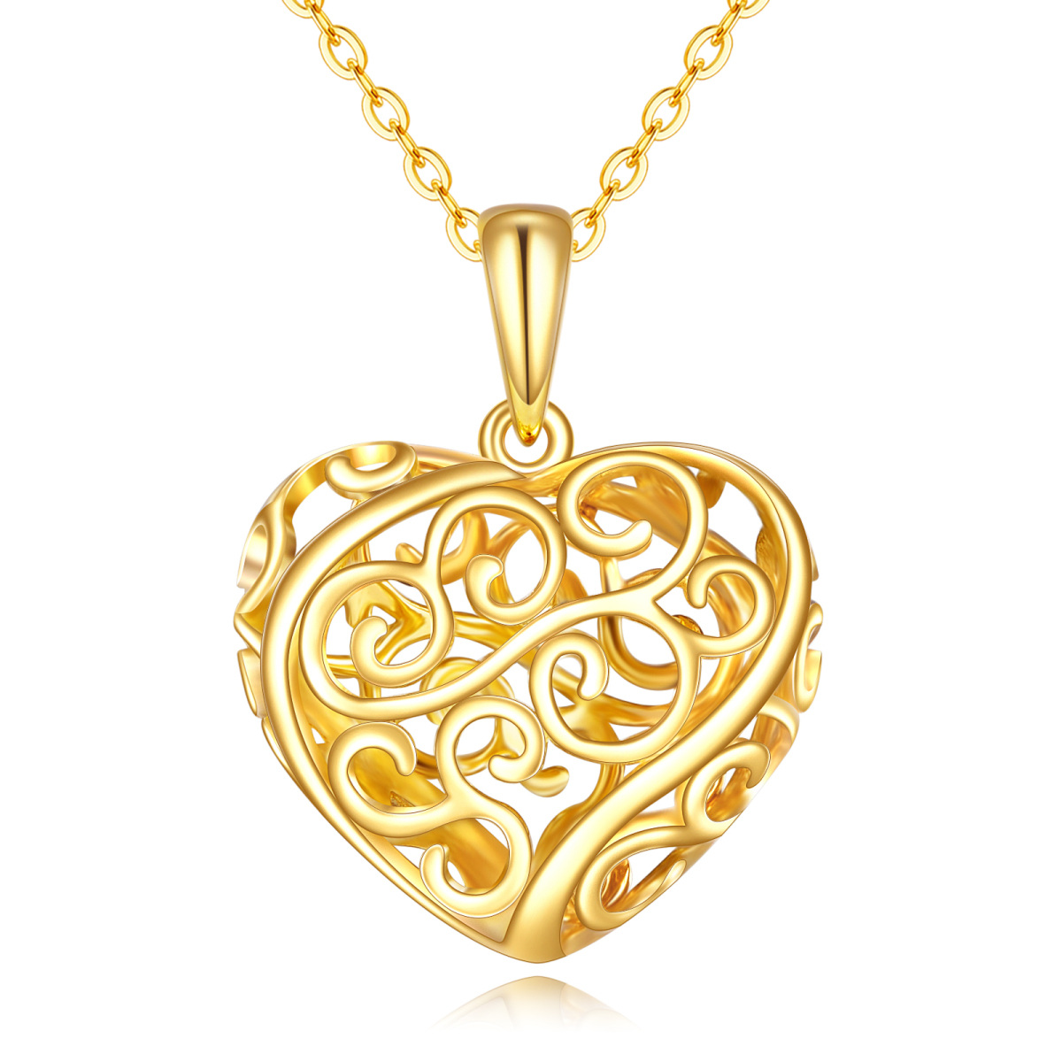 Collier avec pendentif en forme de coeur en or 14K-1