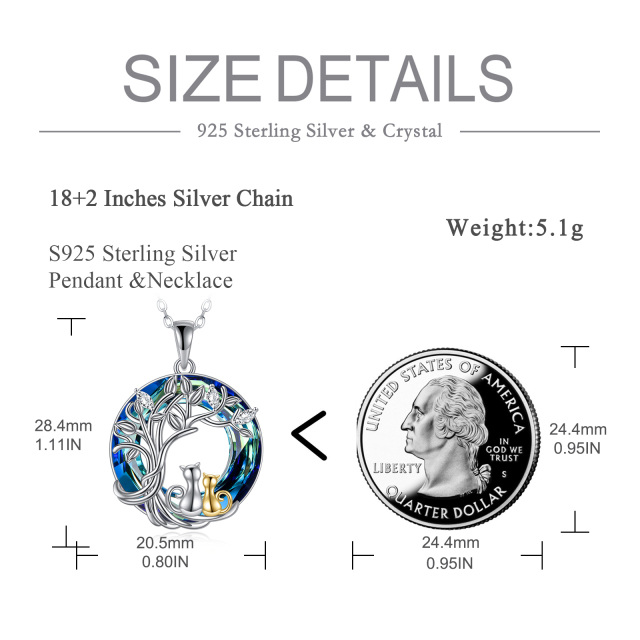 Colar com pingente de cristal da árvore da vida em dois tons de prata esterlina-4