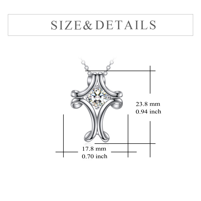 Sterling Silver Cubic Zirconia Celtic Knot & Cross Pendant Necklace-5