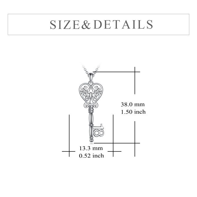 Sterling Silver Key Pendant Necklace-4