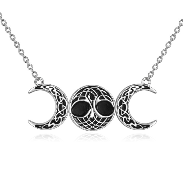 Sterling Silver Moon Pendant Necklace-1