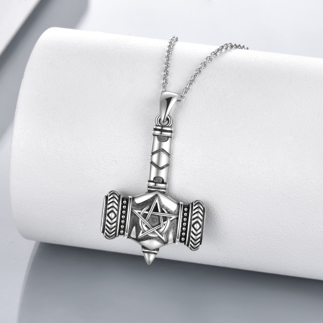 Collier en argent sterling avec pendentif Thor's Hamme-2