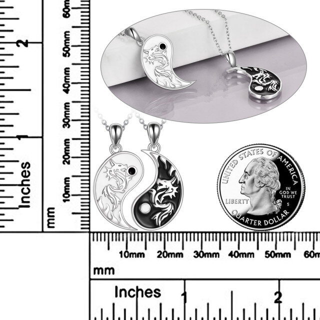 Sterling Silver Dragon & Yin Yang Pendant Necklace-4