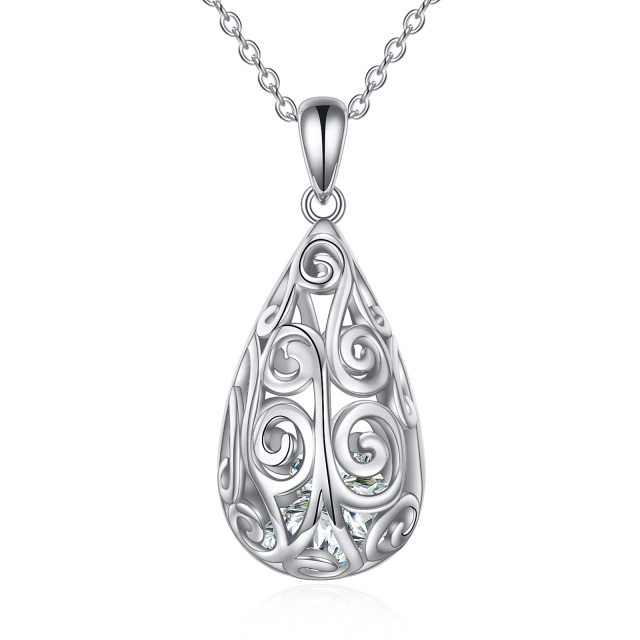 Sterling Silver Drop Shape Pendant Necklace-0