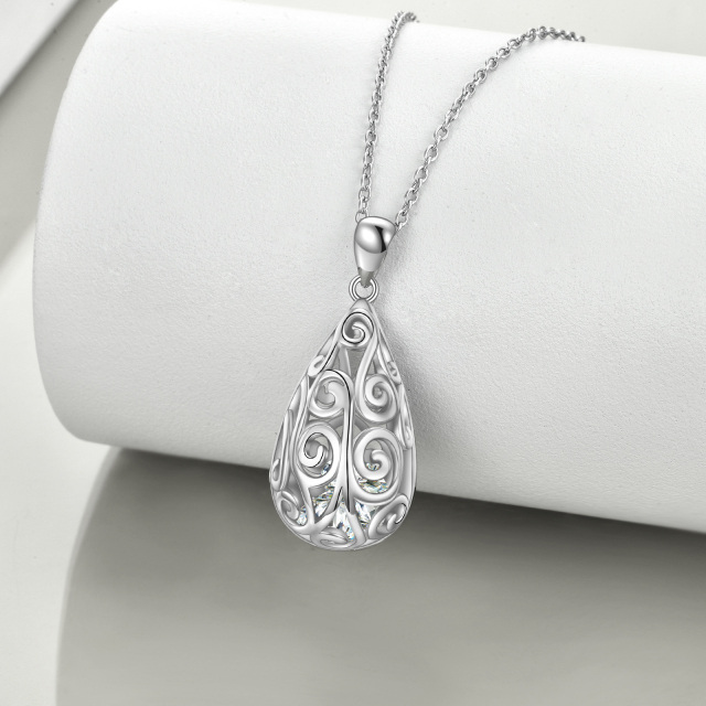 Sterling Silver Drop Shape Pendant Necklace-1