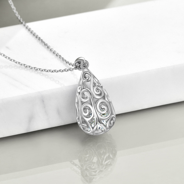 Sterling Silver Drop Shape Pendant Necklace-2