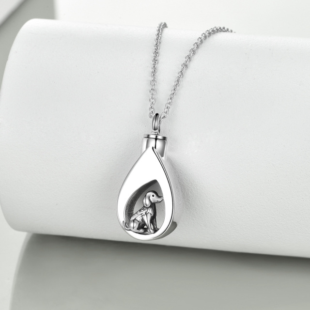 Sterling Silver Dog & Drop Shape Urn Necklace for Ashes-2