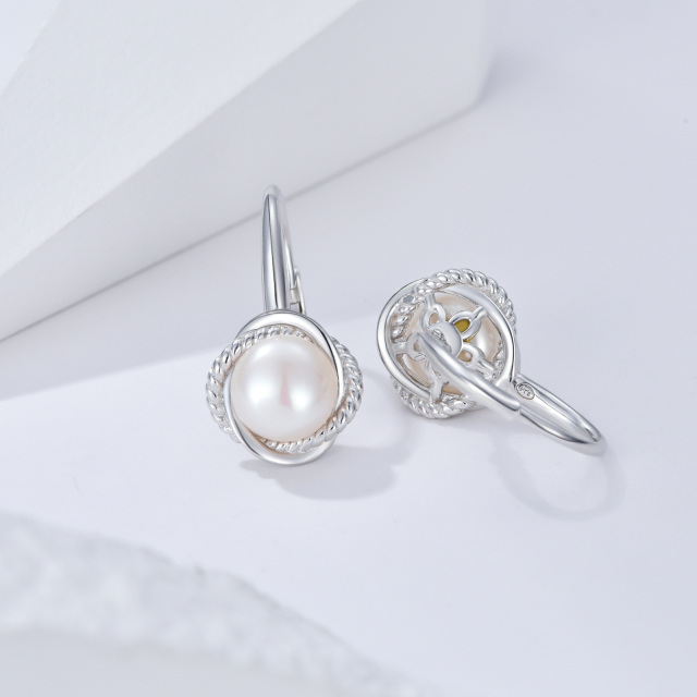 Pendientes de perlas de plata de ley con perlas de trébol de cuatro hojas, regalos de joyería para mujeres-3