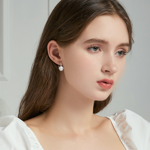 Pearl Earrings Sterling Silver Pearl Four-Leaf Clover Earrings Jewelry Gifts for Women-1