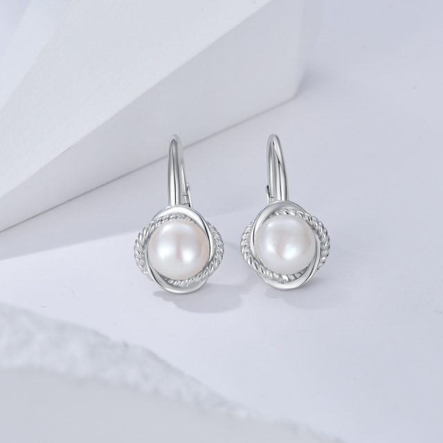 Boucles d'oreilles en argent sterling avec perles, trèfle à quatre feuilles, bijoux cadeaux pour femmes-2