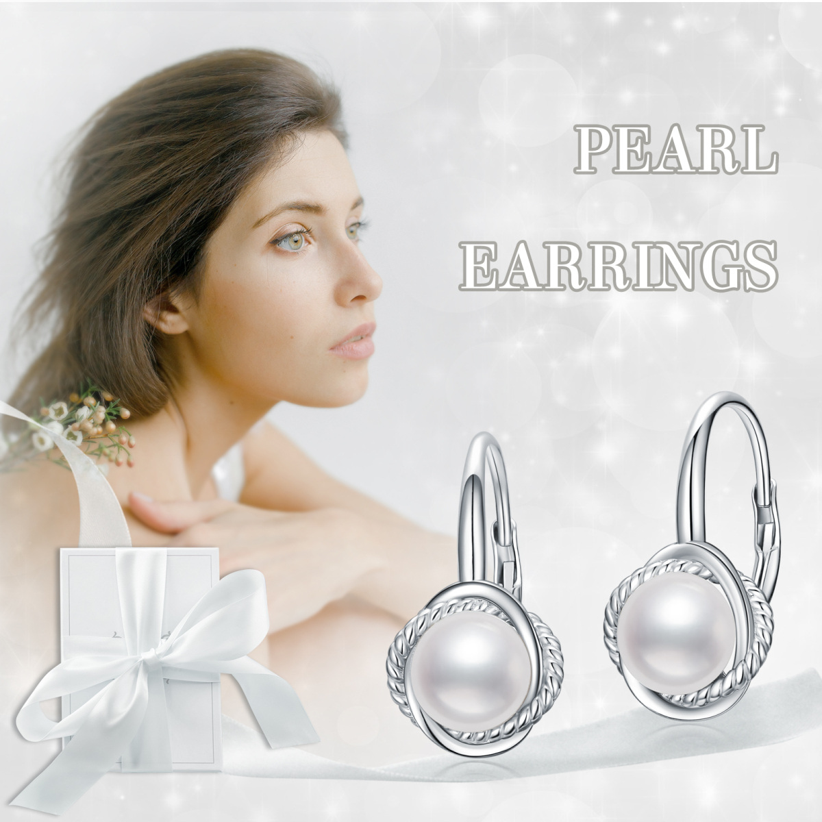 Sterling Silver Circular Shaped Pearl Round Hoop Earrings-6