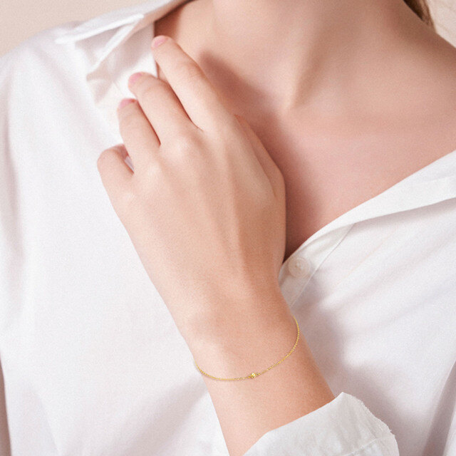 Bracelet en or 14K avec chaîne en forme de coeur-1