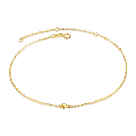 14K Gold Heart Chain Bracelet