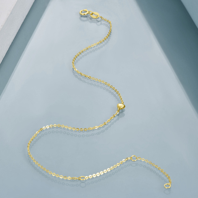 Bracelet en or 14K avec chaîne en forme de coeur-2