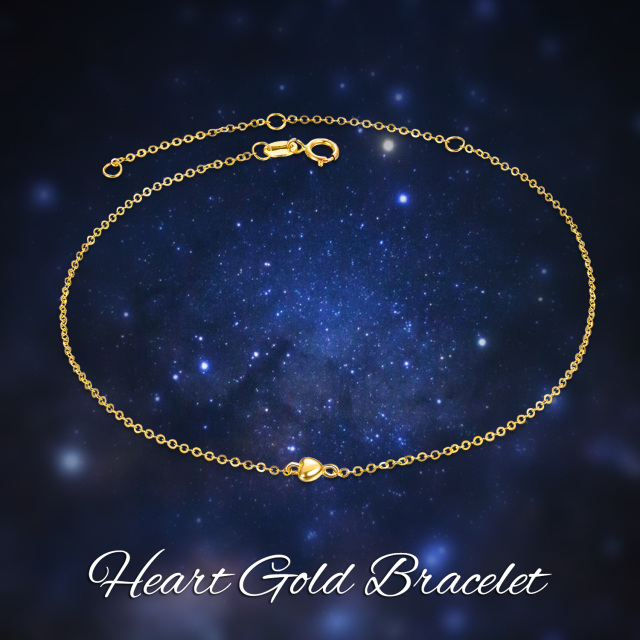 Bracelet en or 14K avec chaîne en forme de coeur-3