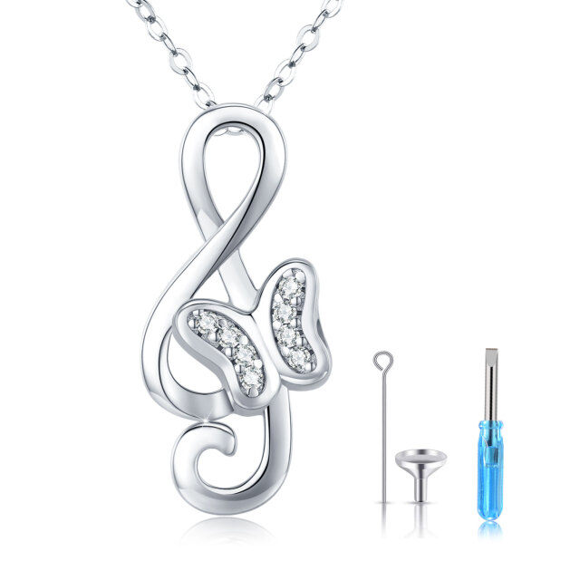 Sterling Silver Cubic Zirconia Butterfly Urn Necklace for Ashes-2