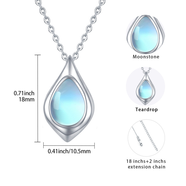 Sterling Silver Moonstone Drop Shape Pendant Necklace-2