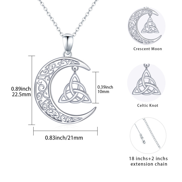 Sterling Silber Keltischer Knoten & Mond Kabelkette Halskette-2