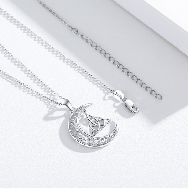 Sterling Silber Keltischer Knoten & Mond Kabelkette Halskette-3