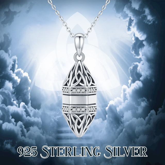 Sterling Silver Celtic Knot Marquise Shaped Urn Necklace for Ashes-4