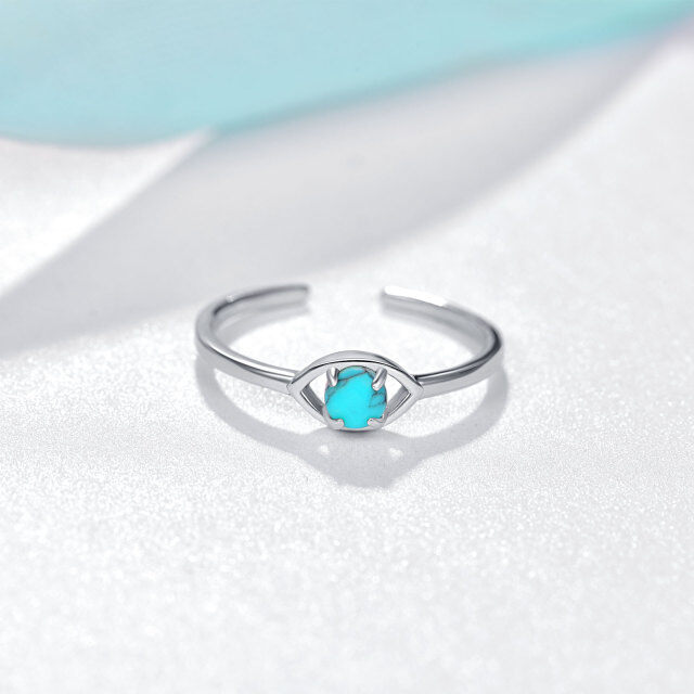 Bague en argent sterling en forme de turquoise circulaire, oeil du mal ouvert-4