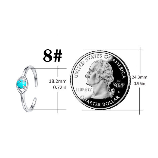 Anello aperto con malocchio turchese a forma di cerchio in argento sterling-5