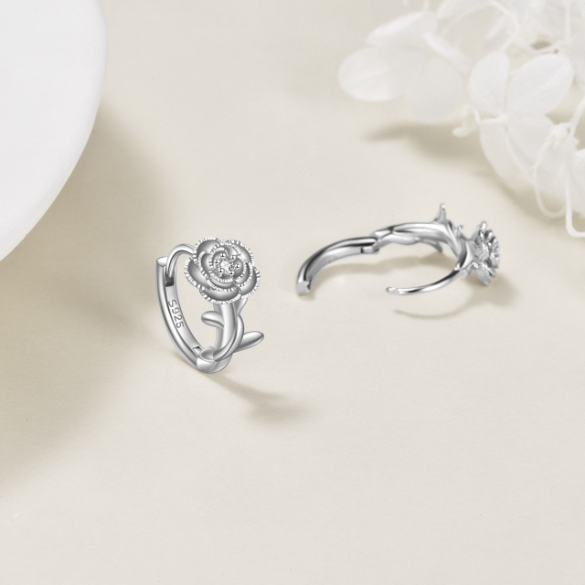 Boucles d'oreilles roses en argent sterling 925 bijoux roses pour femmes-1