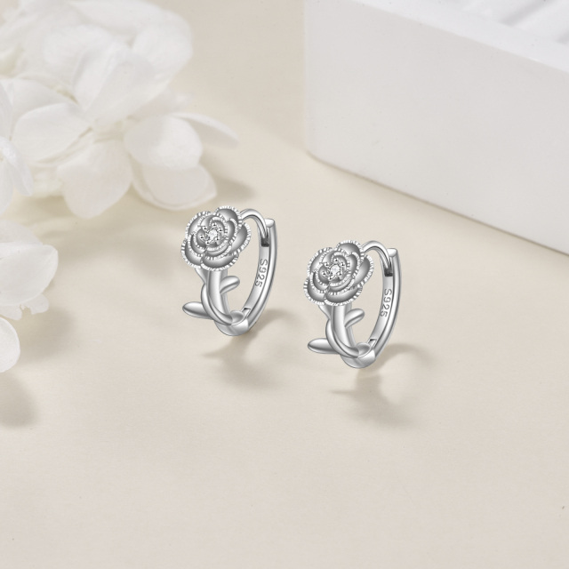 Rose Earrings 925 Sterling Silver Rose Jewelry for Women-2