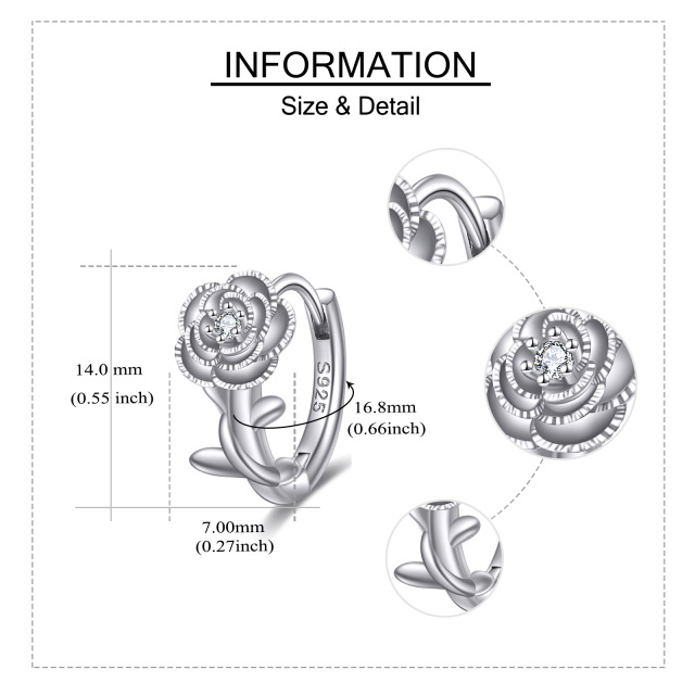 Brincos de rosas de prata esterlina 925 joias femininas de rosas-3